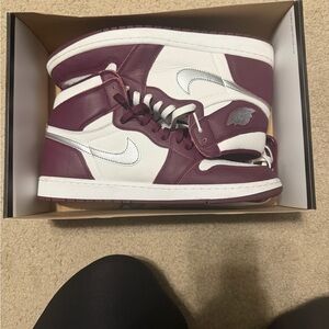 Nike Burgundy and White High-Top Sneakers